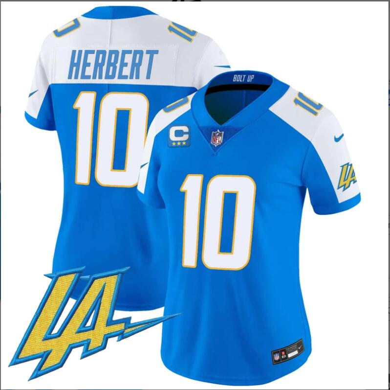 Women Los Angeles Chargers 10 Herbert Limited 2024 NFL Nike blue jerseys